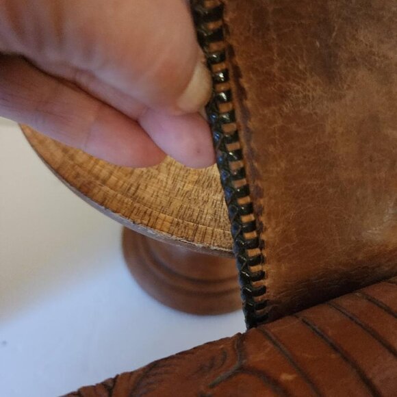 Vintage 1950's Wide Strap Tooled Leather Purse-Raleigh - Picture 9 of 9